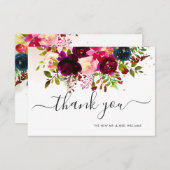 Rustic Boho Waterverf Blush Marsala Navy Kaart (Voorkant / Achterkant)