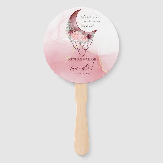 Rustic BOHO Waterverf Crescent Moon Handwaaier (Voorkant)