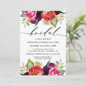 Rustic Boho Waterverf Floral Bridal Luncheon Kaart (Staand voorkant)