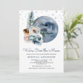 Rustic Boho Waterverf Floral Moon Baby shower Kaart (Staand voorkant)