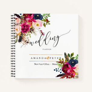Rustic Boho Waterverf Flowers Wedding Planner Notitieboek