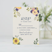 Rustic Boho Waterverf Flowers Wedding RSVP Kaartje (Staand voorkant)