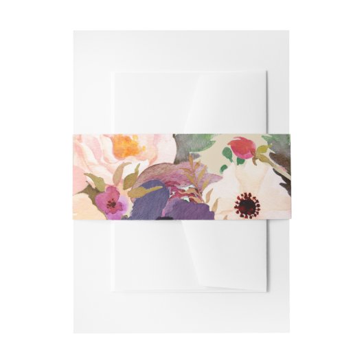 Rustic Boho Waterverf Flowers Wedding Uitnodigingen Wikkel (Voorkant Voorbeeld)