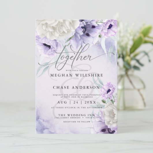 Rustic BOHO Waterverf Lila papaver Kaart (Staand voorkant)