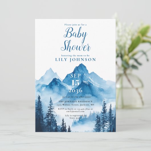 Rustic Boho Waterverf Mountain Baby shower Kaart (Staand voorkant)