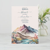 Rustic Boho Waterverf Mountain Bridal Kaart (Staand voorkant)