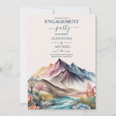 Rustic Boho Waterverf Mountain Verloving Invitat Kaart (Voorkant)