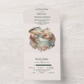 Rustic Boho Waterverf Mountain Wedding All In One Uitnodiging (Binnen)