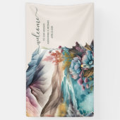 Rustic Boho Waterverf Mountain Wedding Banner (Verticaal)