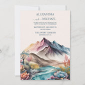 Rustic Boho Waterverf Mountain Wedding Invitation Kaart (Voorkant)