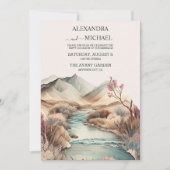Rustic Boho Waterverf Mountain Wedding Kaart (Voorkant)