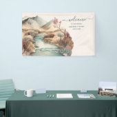 Rustic Boho Waterverf Mountain Wedding Spandoek (Beurs)