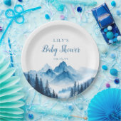 Rustic Boho Waterverf Mountains Baby shower Papieren Bordje (Feest)