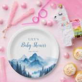 Rustic Boho Waterverf Mountains Baby shower Papieren Bordje (Feest)
