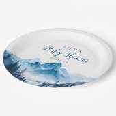 Rustic Boho Waterverf Mountains Baby shower Papieren Bordje (Gekanteld)