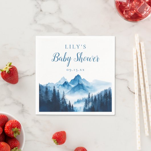 Rustic Boho Waterverf Mountains Baby shower Servet (Insitu)