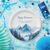 Rustic Boho Waterverf Mountains Pensioenfeest Papieren Bordje (Feest)