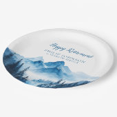 Rustic Boho Waterverf Mountains Pensioenfeest Papieren Bordje (Gekanteld)