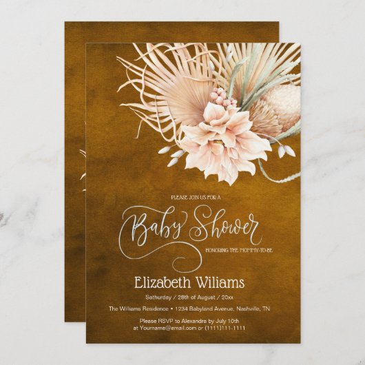 Rustic Boho Waterverf Pampass Grass Kaart (Voorkant / Achterkant)