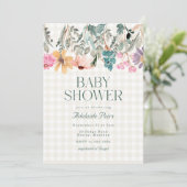 Rustic Boho Waterverf Wildflower Baby shower Kaart (Staand voorkant)