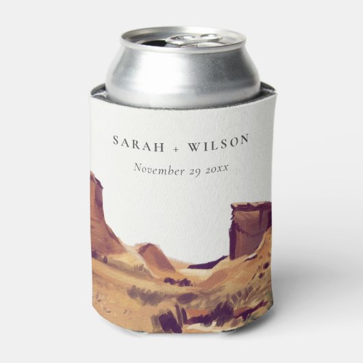 Rustic Boho Waterverf Woestijnlandschap Blikjeskoeler (Blikje Voorkant)
