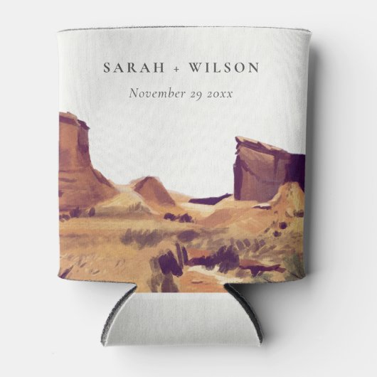 Rustic Boho Waterverf Woestijnlandschap Blikjeskoeler (Voorkant)