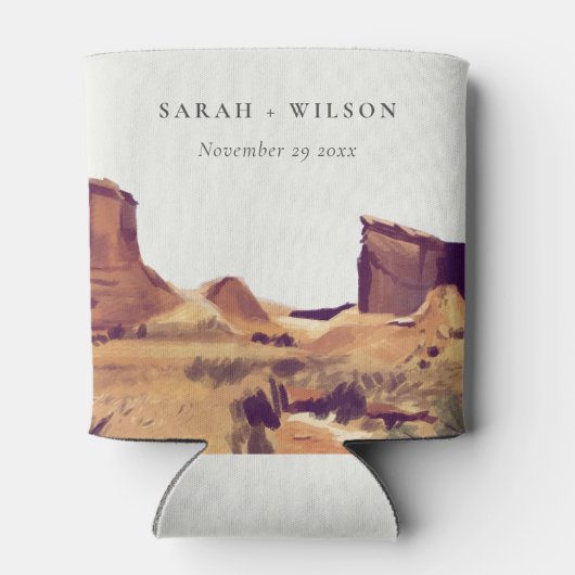 Rustic Boho Waterverf Woestijnlandschap Blikjeskoeler (Achterkant)