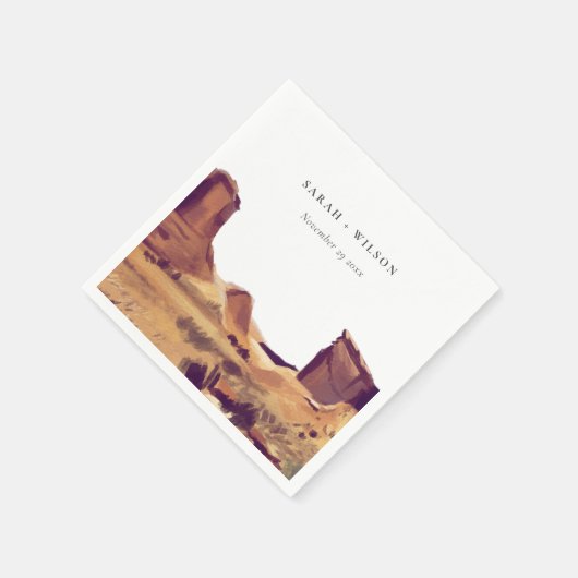 Rustic Boho Waterverf Woestijnlandschap Servet (Hoek)