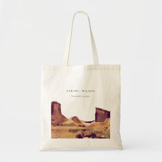 Rustic Boho Waterverf Woestijnlandschap Tote Bag (Voorkant)
