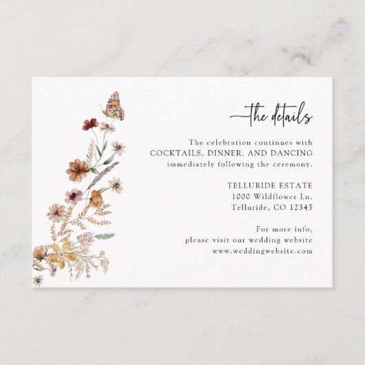 Rustic Boho Wedding Details Informatiekaartje (Voorkant)