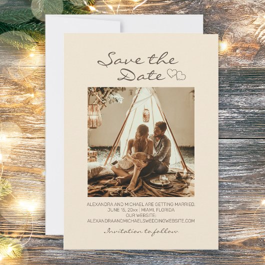 Rustic Boho Wedding Hearts Kaart