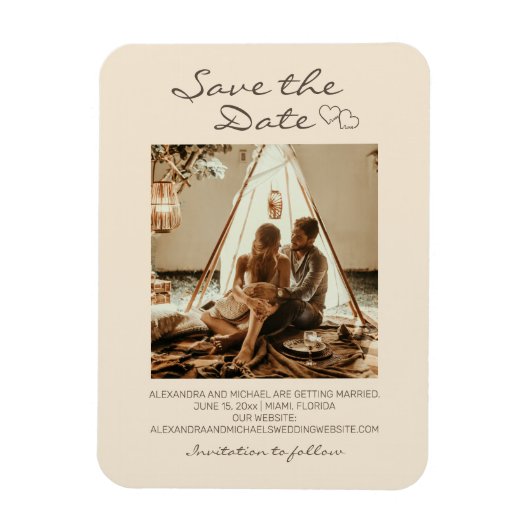 Rustic Boho Wedding Hearts Magneet (Verticaal)