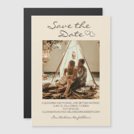 Rustic Boho Wedding Hearts Magnetische Uitnodiging