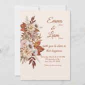 Rustic Boho Wedding Invitation | Beige Floral Card Kaart (Voorkant)
