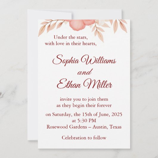 Rustic Boho Wedding Invitation Kaart (Voorkant)