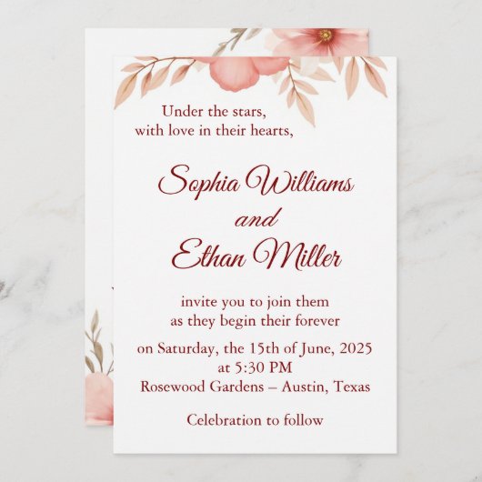 Rustic Boho Wedding Invitation Kaart (Voorkant / Achterkant)