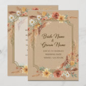 Rustic Boho Wedding Invitation Kaart (Voorkant / Achterkant)