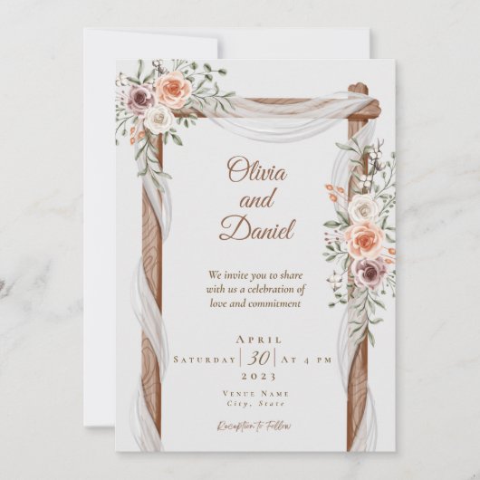 Rustic Boho Wedding Invitation Kaart (Voorkant)