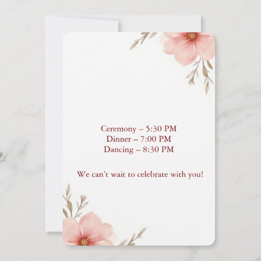 Rustic Boho Wedding Invitation Kaart (Achterkant)