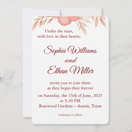 Rustic Boho Wedding Invitation Kaart (Voorkant)