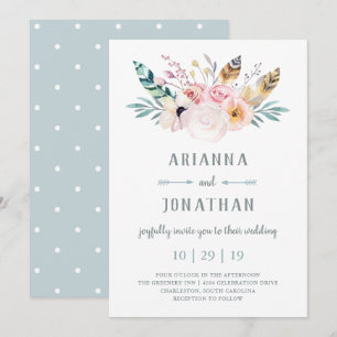 Rustic Boho Wedding Invitation Kaart