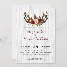 Rustic Boho Wedding Invitation met hertengeweien Kaart