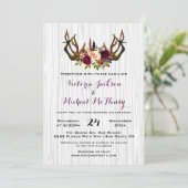 Rustic Boho Wedding Invitation met hertengeweien Kaart (Staand voorkant)
