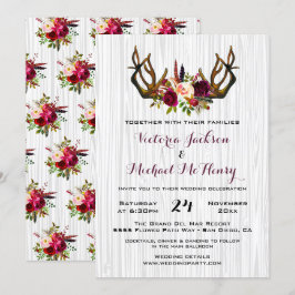 Rustic Boho Wedding Invitation met hertengeweien Kaart