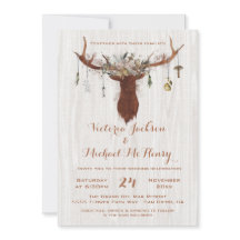 Rustic Boho Wedding Invitation met hertengeweien