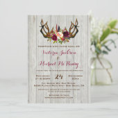 Rustic Boho Wedding Invitation met hertengeweien Kaart (Staand voorkant)