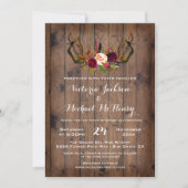 Rustic Boho Wedding Invitation met hertengeweien Kaart (Voorkant)