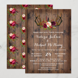 Rustic Boho Wedding Invitation met hertengeweien Kaart