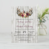 Rustic Boho Wedding Invitation met hertengeweien Kaart (Staand voorkant)