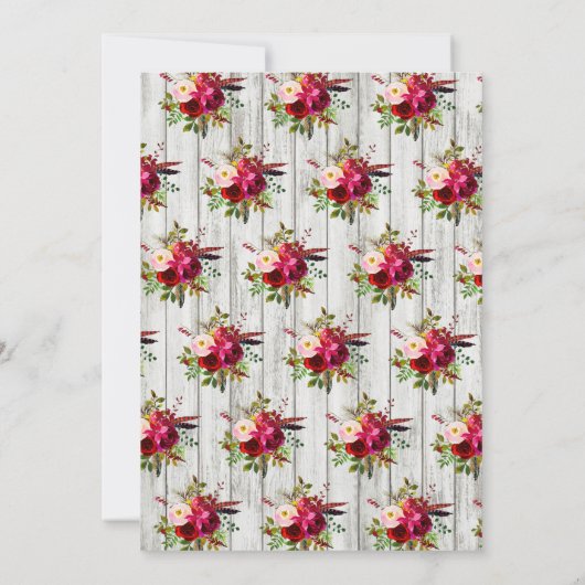 Rustic Boho Wedding Invitation met hertengeweien Kaart (Achterkant)